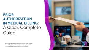 Flowchart showing prior authorization process in medical billing and insurance approval steps