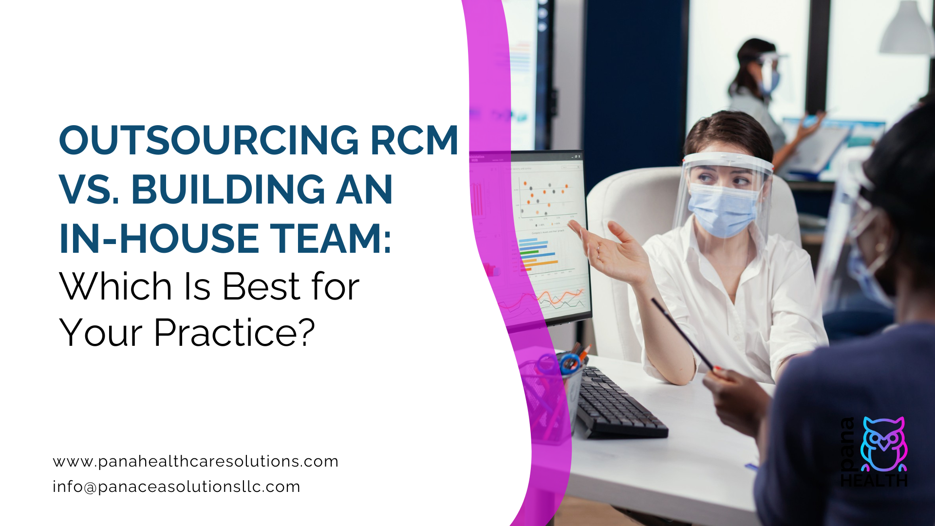 Healthcare professionals comparing RCM outsourcing and in-house medical billing services for revenue cycle management.